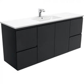 Fienza 1500mm Dolce Fingerpull Wall Hung Vanity - Satin Black